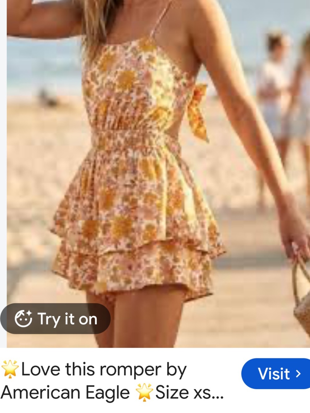 American Eagle Floral Romper Size S 100% Cotton Adjustable Straps